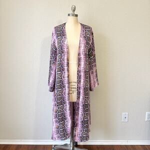 BUDDY LOVE Robert Kimono Pink Purple Snakeskin Open Front Duster